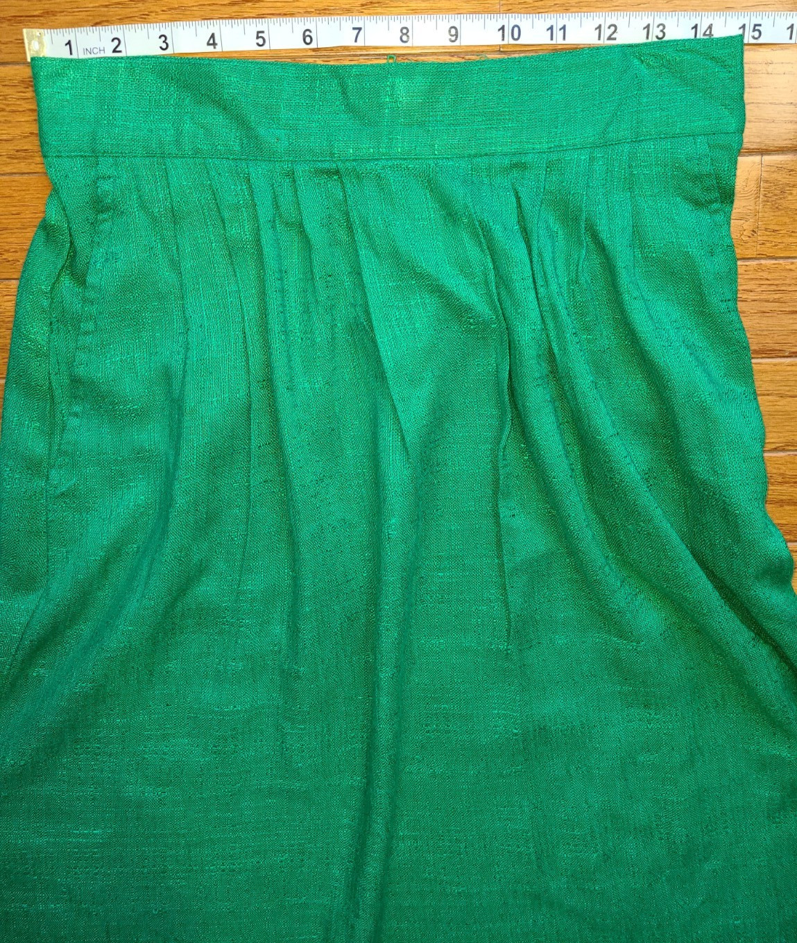 VTG 80s Norton McNaughton sz 12 green rayon flax waist Maxi Skirt Librarian