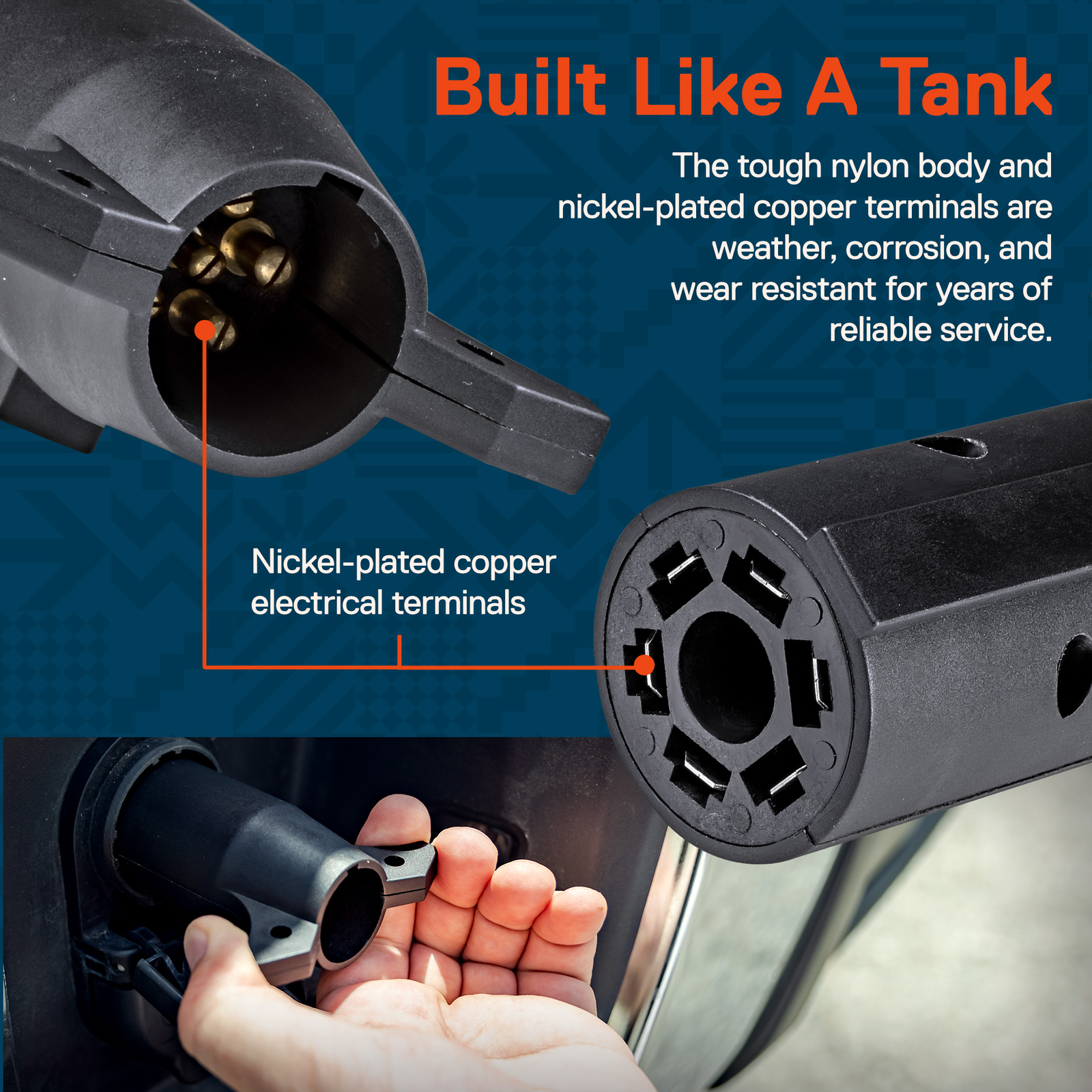 7 Pin Blade to 6 Pin Round Trailer Adapter Wiring Plug For RV Tow Truck Lights