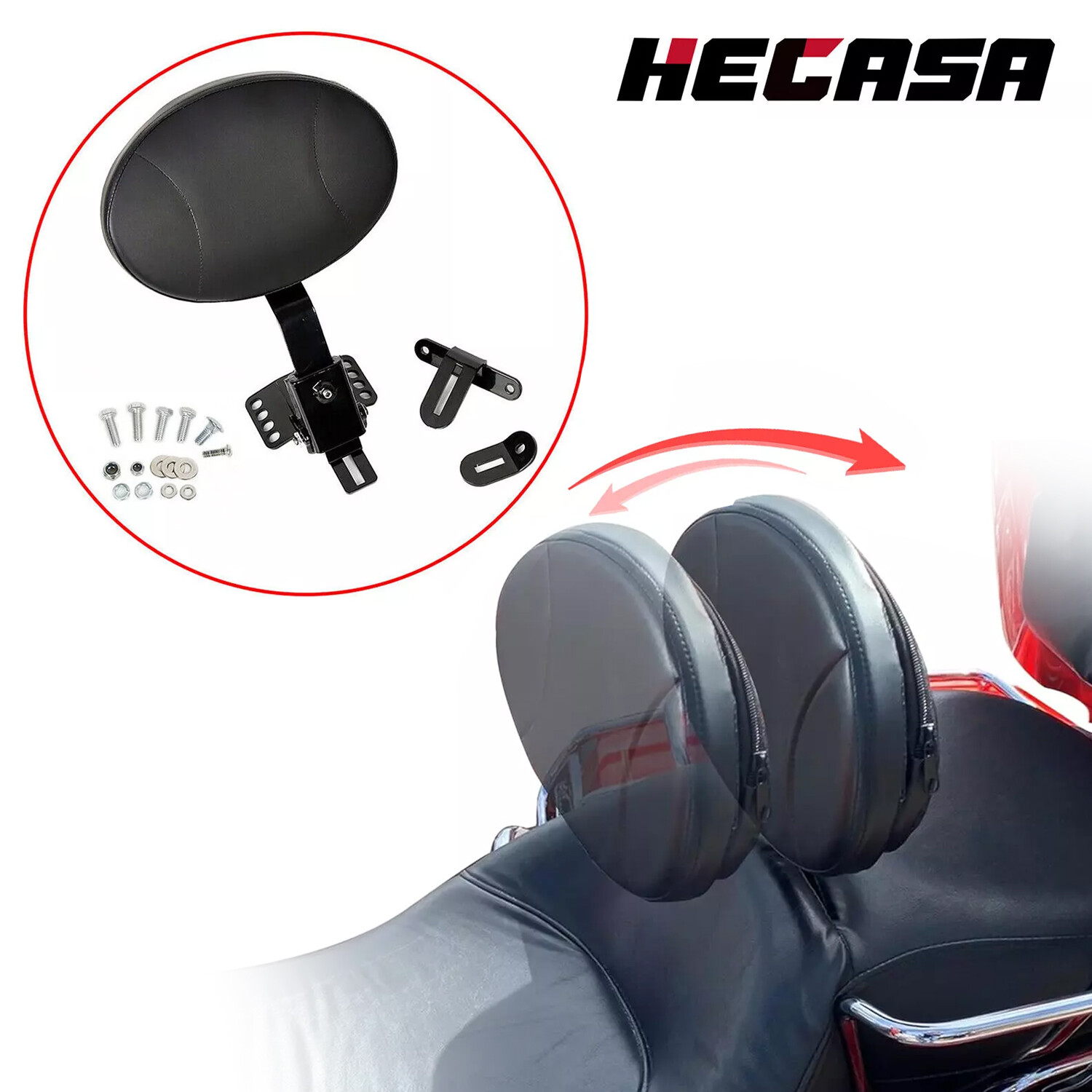 Plug-In Driver Rider Backrest Pad For Harley Touring Road Street Glide 1997-2025