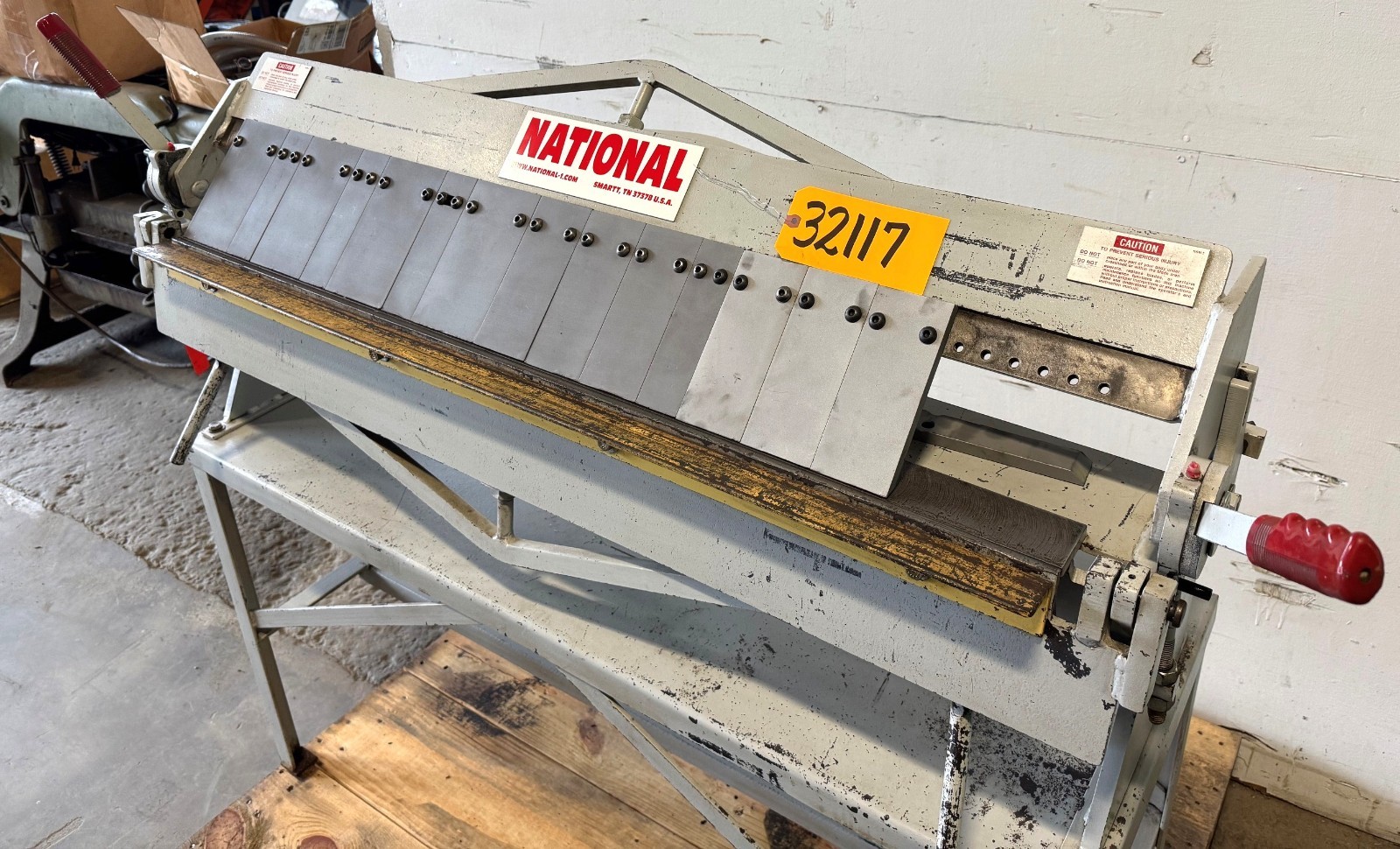 48" x 16 Ga. National Box and Pan Brake No. U4816, 42" of Fingers, Stand