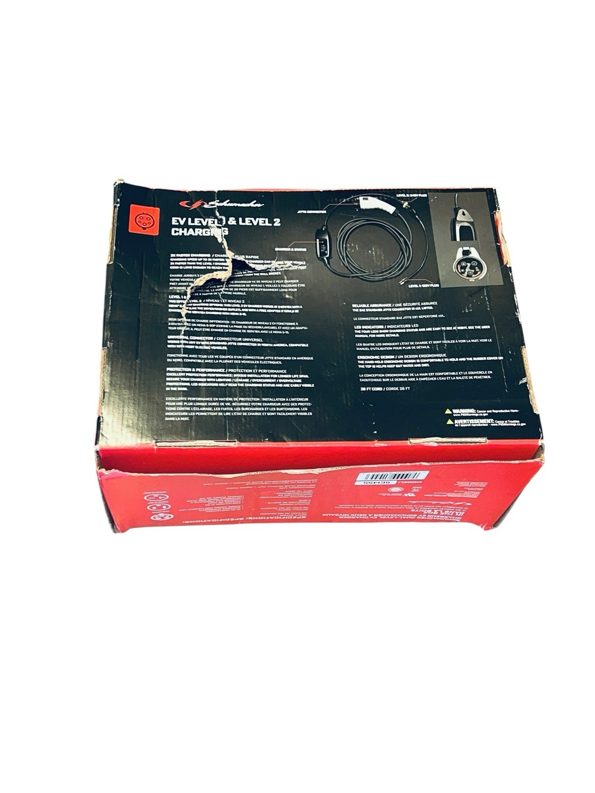 Schumacher SC1455 Level 1 & 2 Portable EV Charger 16A 120V/240V J1772 28ft Cable