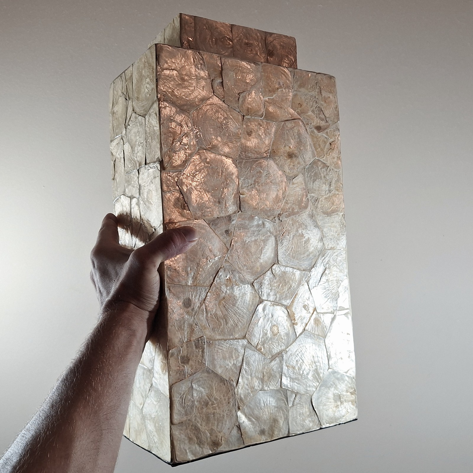 LARGE Natural Capiz Shell Asian Lidded Vase (Mother of Pearl) -20" FREE SHIPPING