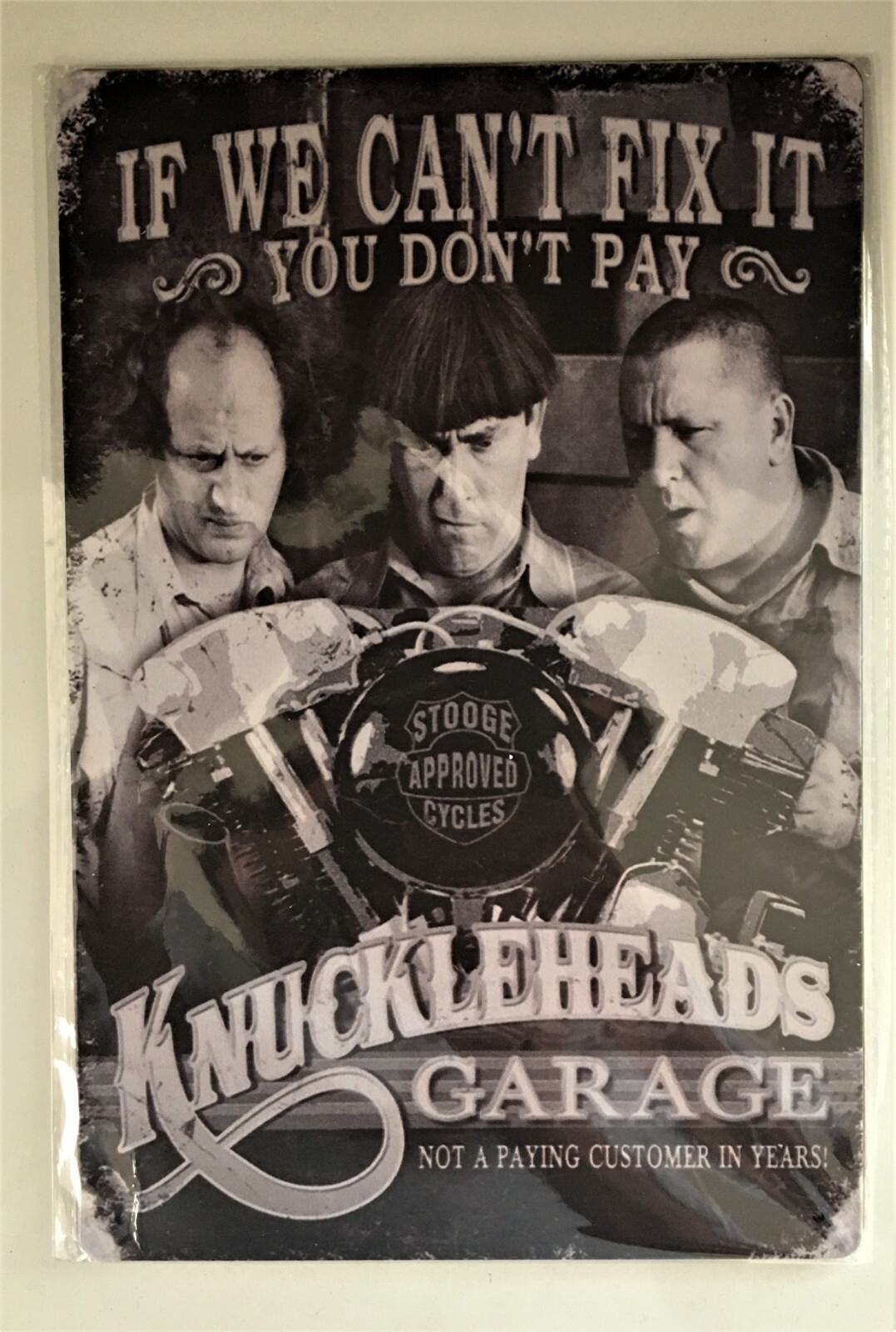 Three Stooges Knuckleheads Garage Tin Sign Indian Fatboy Sportster Harley 3561