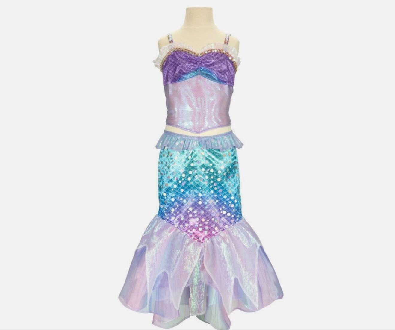 Disneys Little Mermaid Ariel Kids Fantasy Play Costume 2 Piece Sizes 4-6X NWT