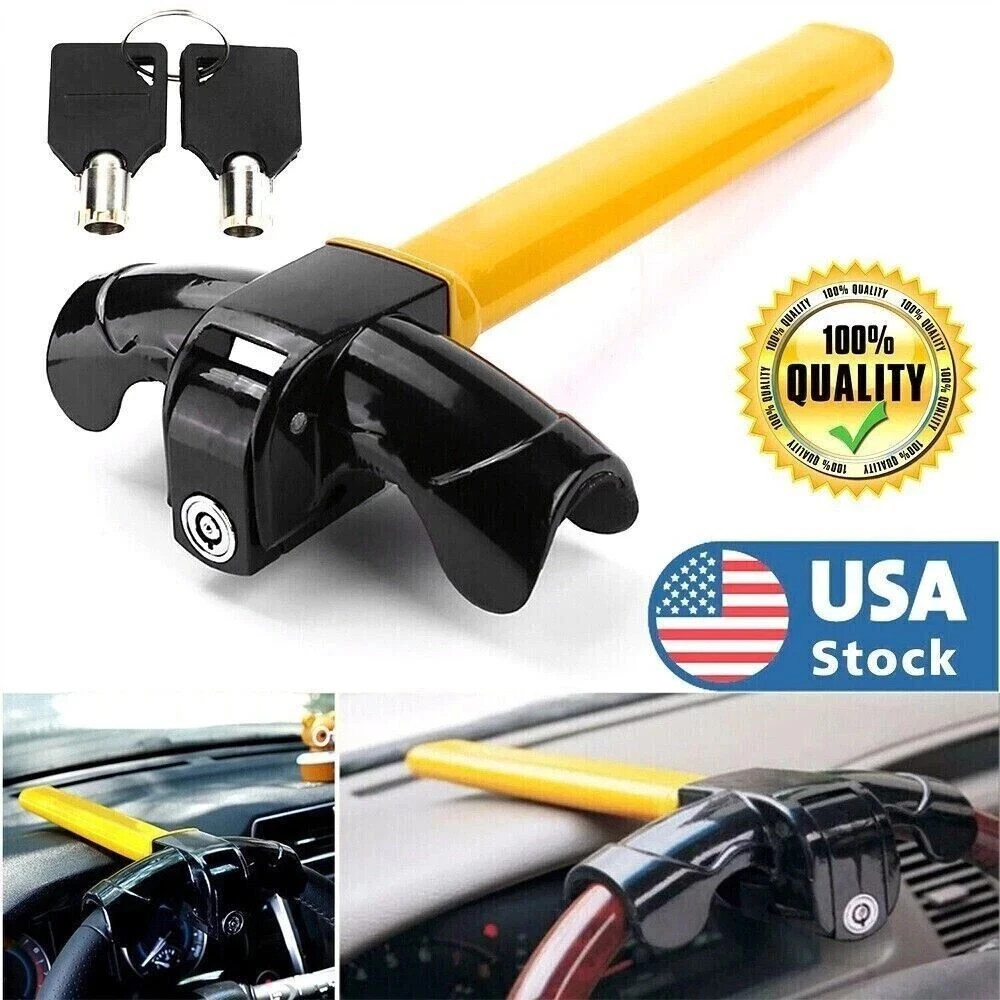 Steering Wheel Lock Twin Hooks Anti Theft Universal Car Van Truck SUV