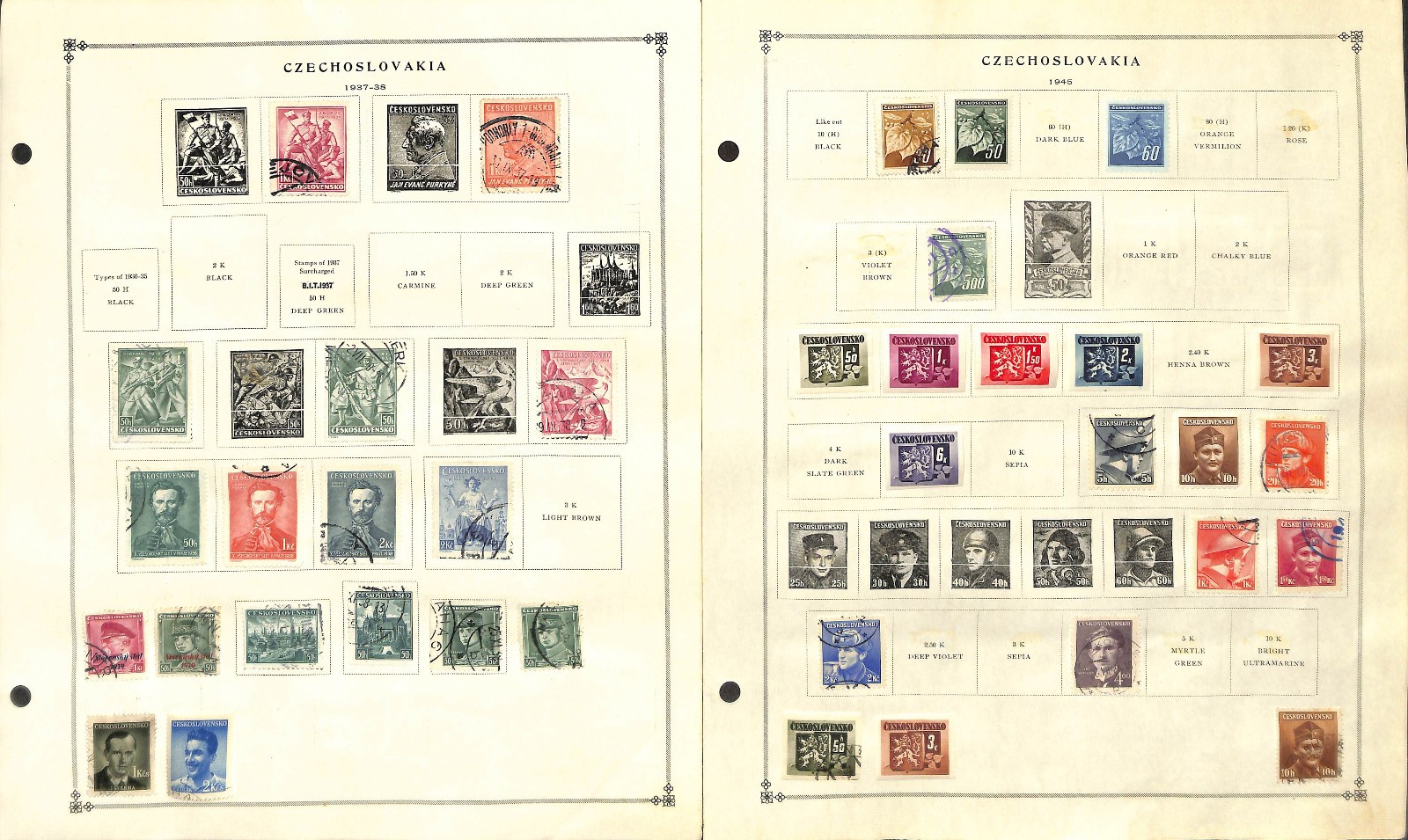 Czechoslovakia Stamp Collection on 22 Scott International Pages, 1918-1959 (BC)