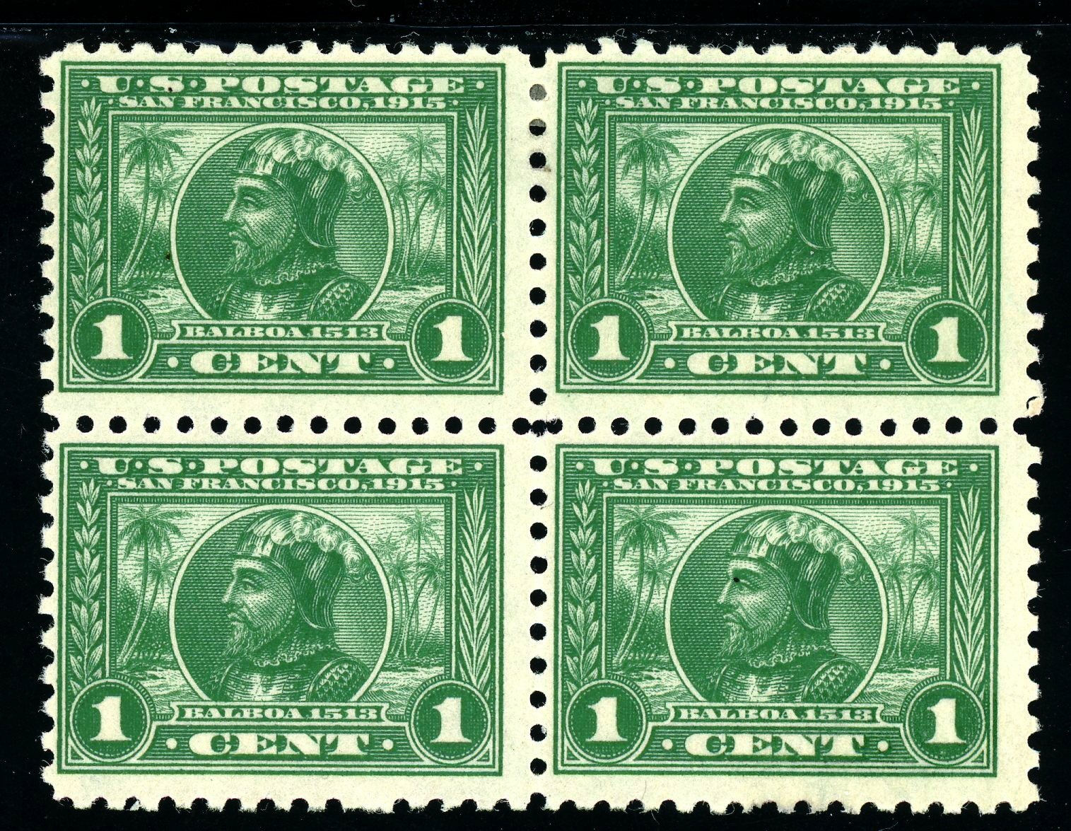 Scott 401 OG MHR FVF US 1914 Panama-Pacific Block SCV $170+