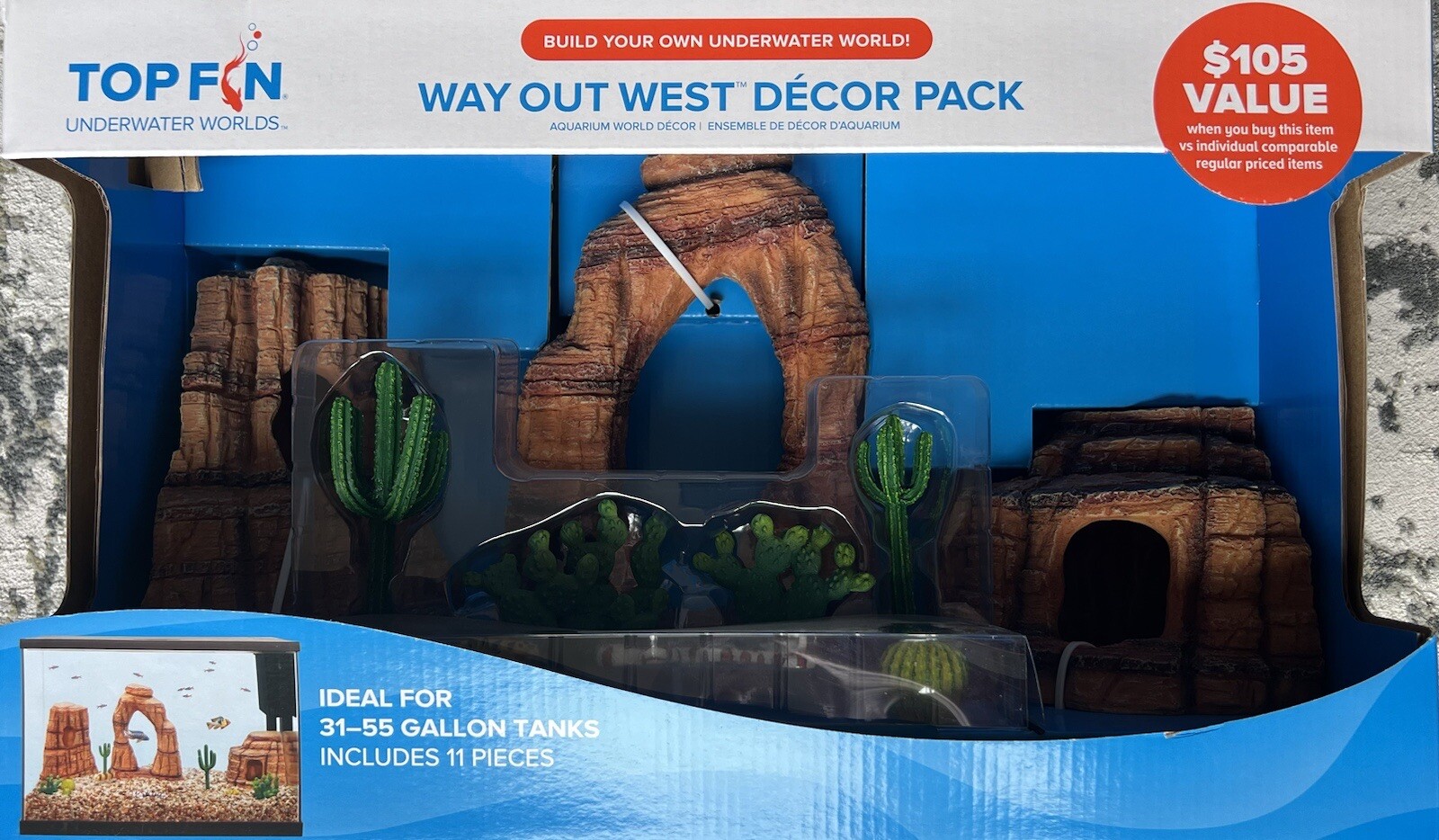 Top Fin Way Out West Aquarium Decor Pack Fish Tank decor NIB