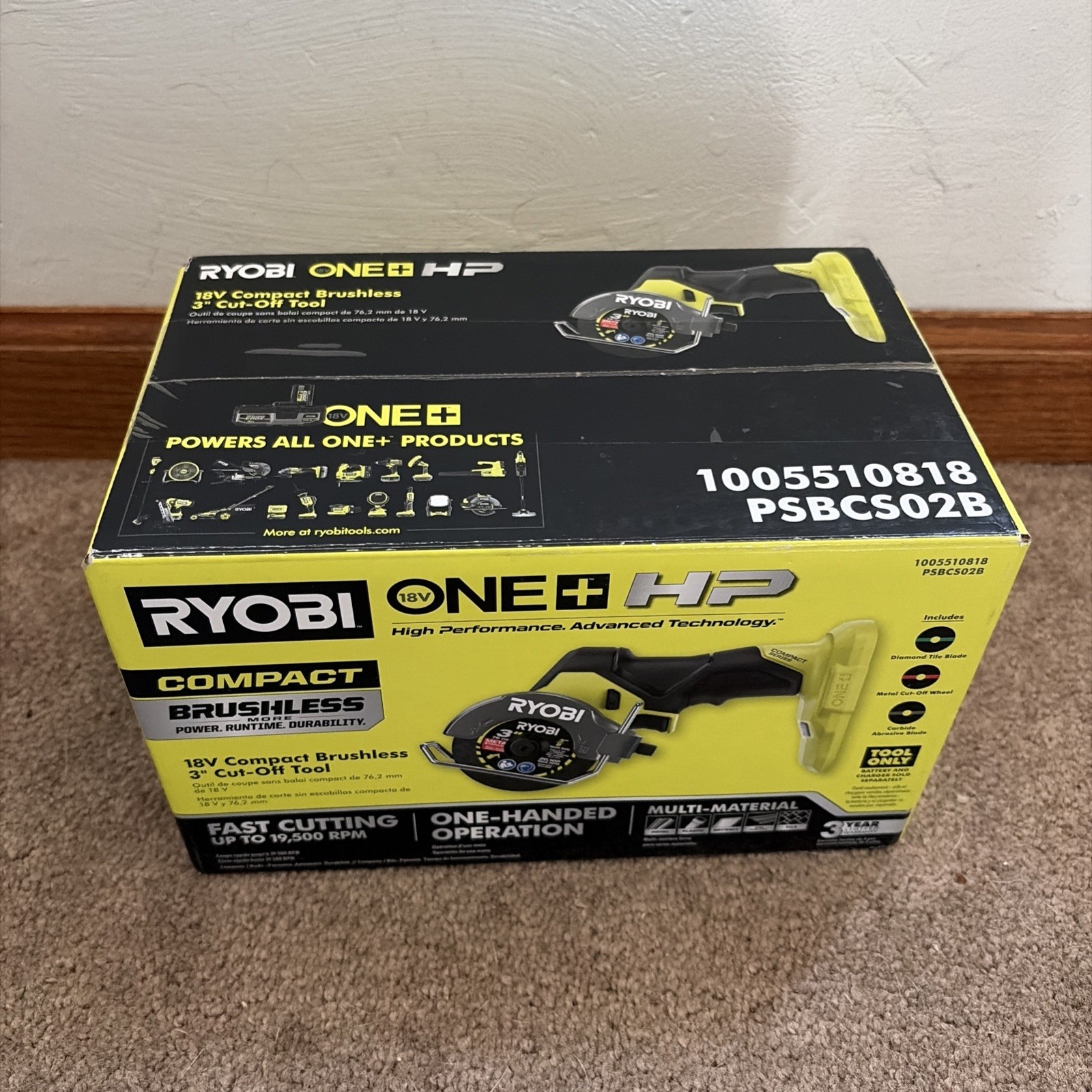 Ryobi PSBCS02B 18V Brushless Cut-Off Tool Compact Series Tool Only NEW OEM