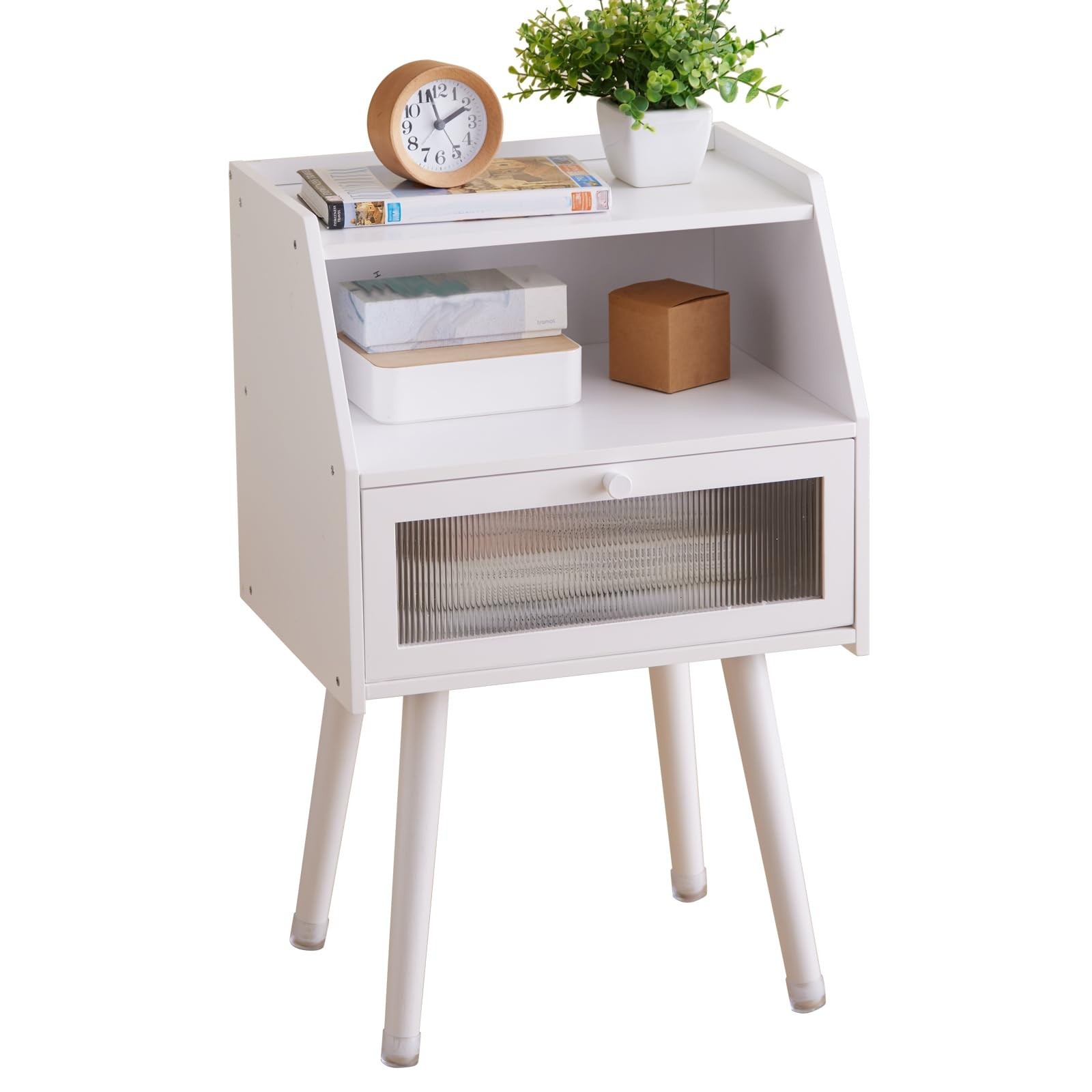 Mid Century Modern Nightstand Side Table End Table Bedside Table 2-Layer Stor...