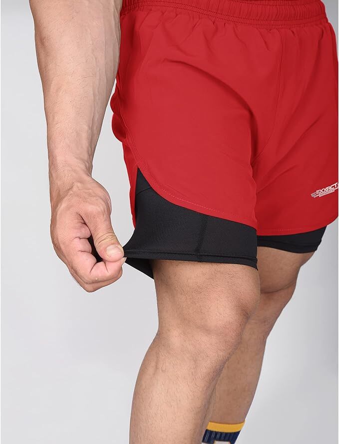 Exxact Sports 2 in 1 Shorts Men - Athletic Shorts with Compression Liner Men
