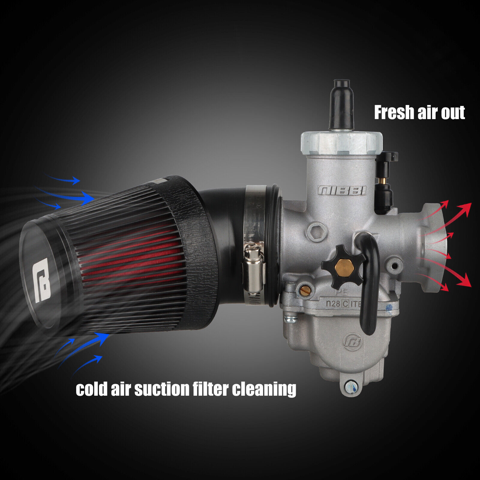 NIBBI 48mm Universal Air Filter For Dirt Pit Bike Scooter Moped ATV Go-kart Quad