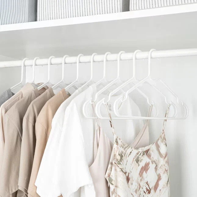 Heavy-Duty Non-Slip Plastic Clothes Hangers with Double Hooks White 10 Pack