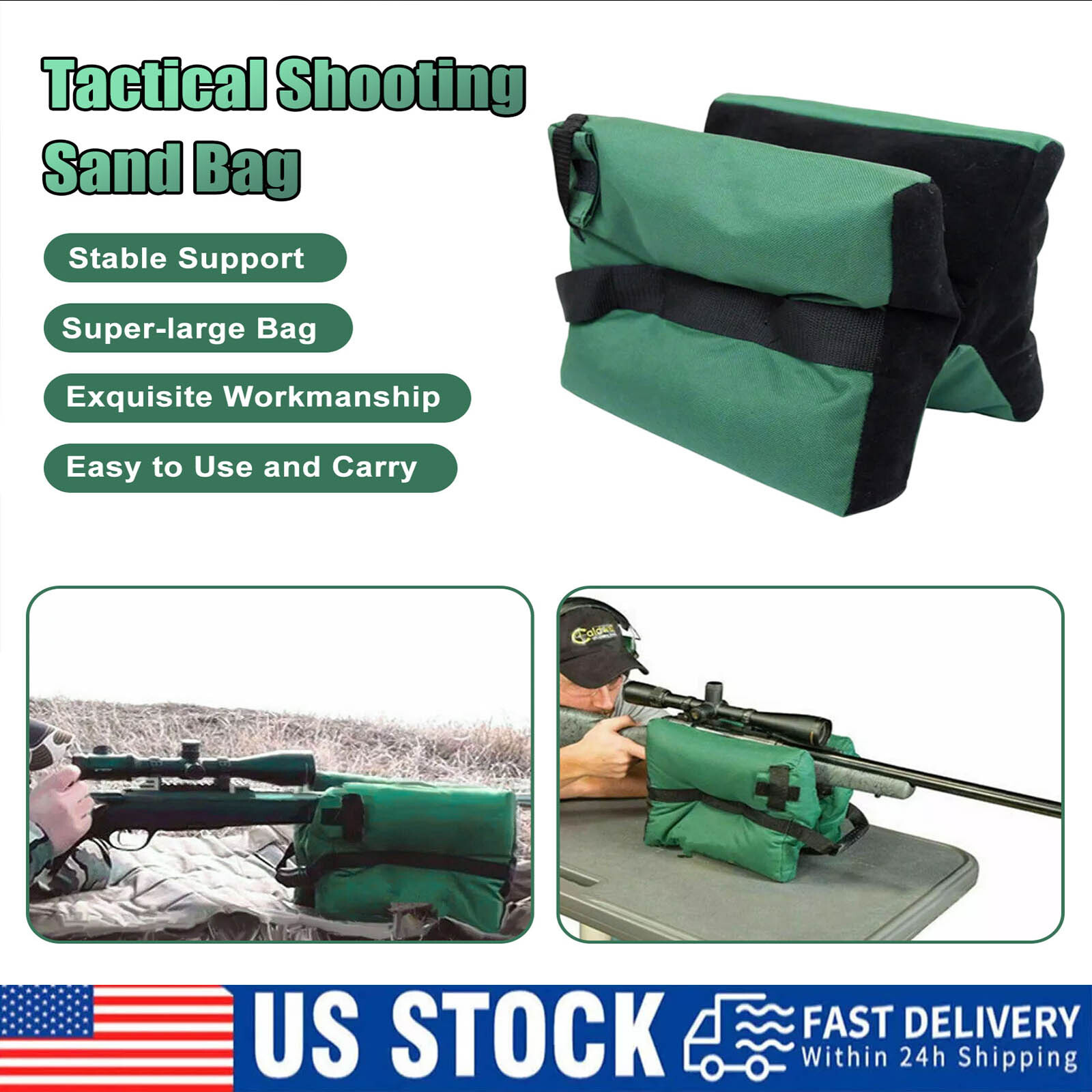 Tactical Shooting Gun Rest Bench Front&Rear Stand Bag Hunting Combo Set Unfilled