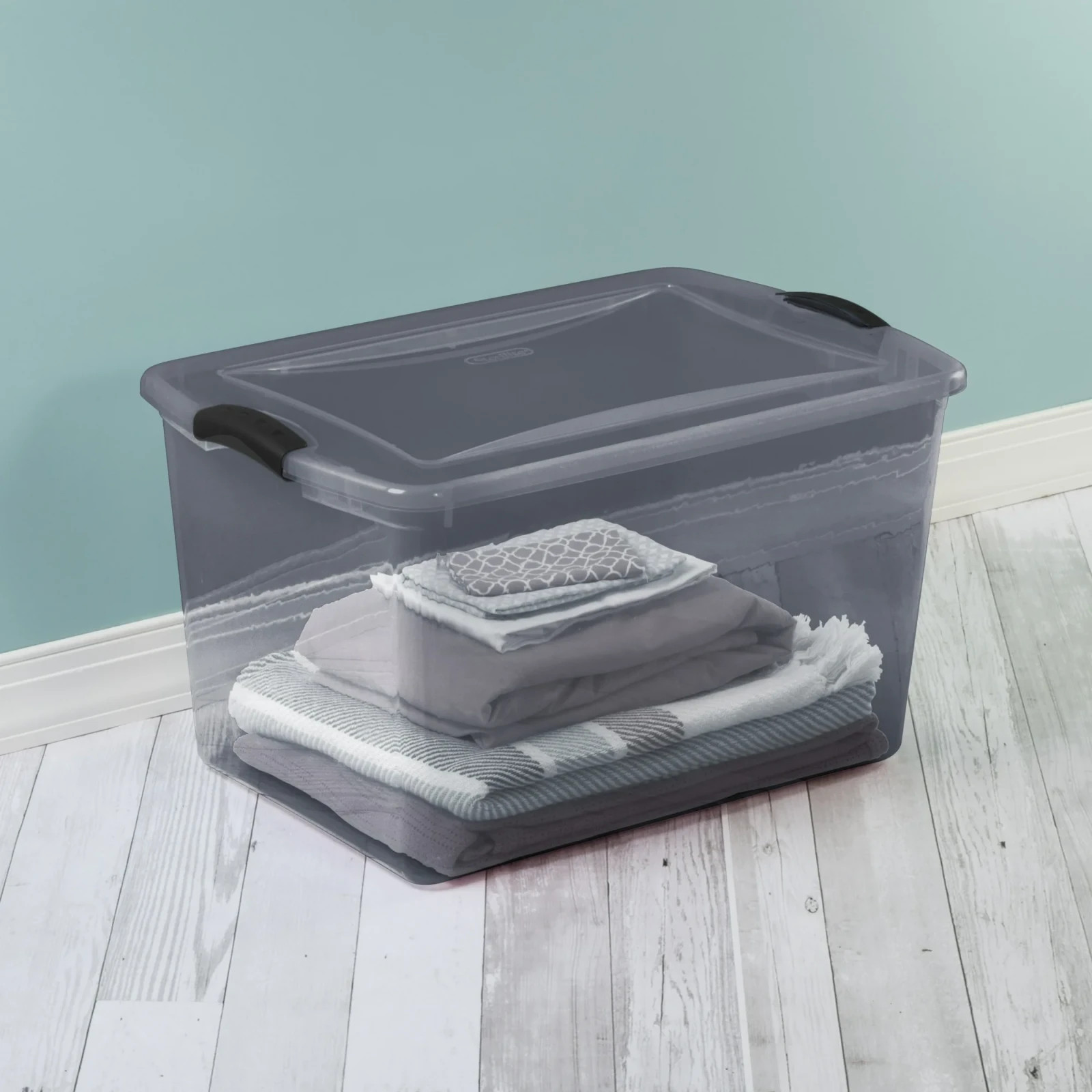 Sterilite Large Storage Bin, 66 Quart Clear Plastic Storage Container with Latch