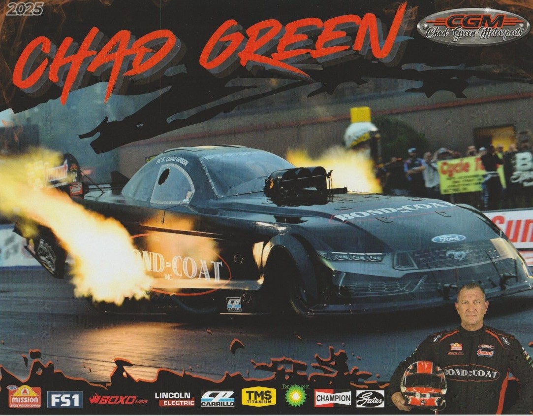 2025 Chad Green Bond-Coat Ford Mustang Funny Car NHRA Hero Card