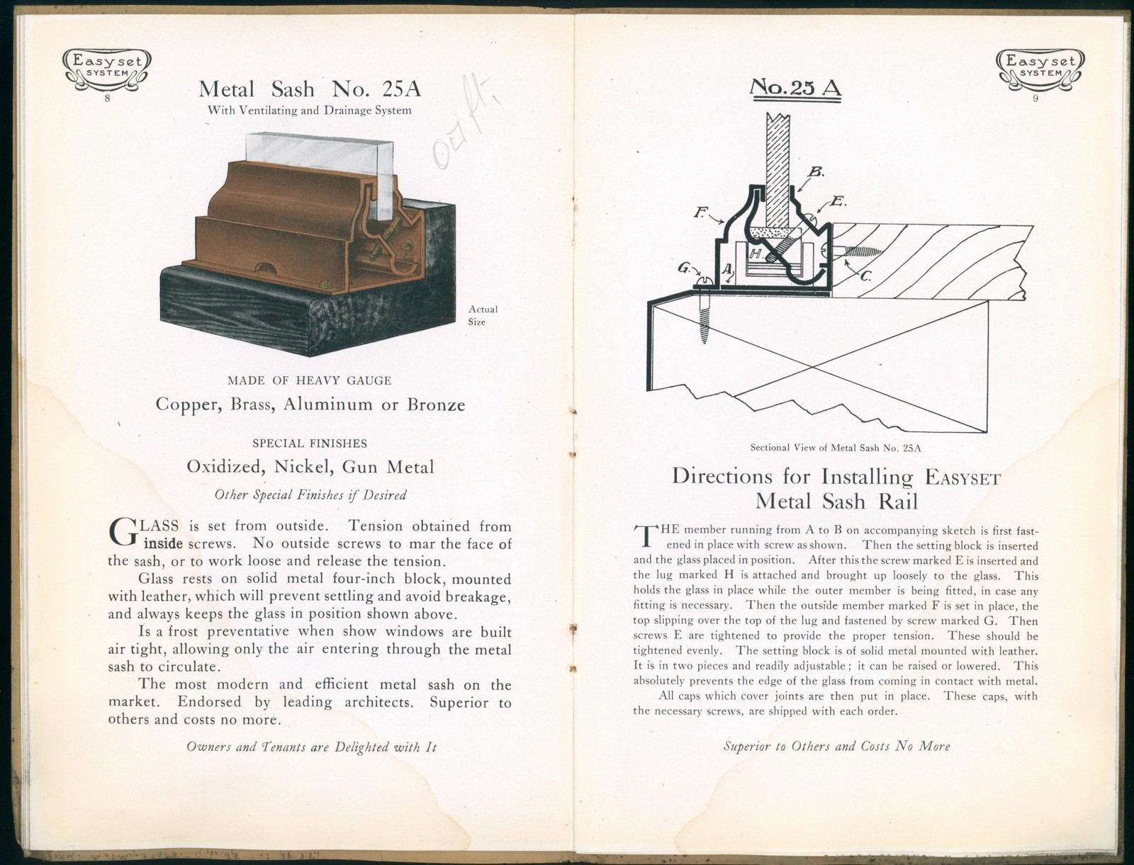 1910 Easyset Glass Setting Trade Catalog Price List Kansas City MO Color Plates