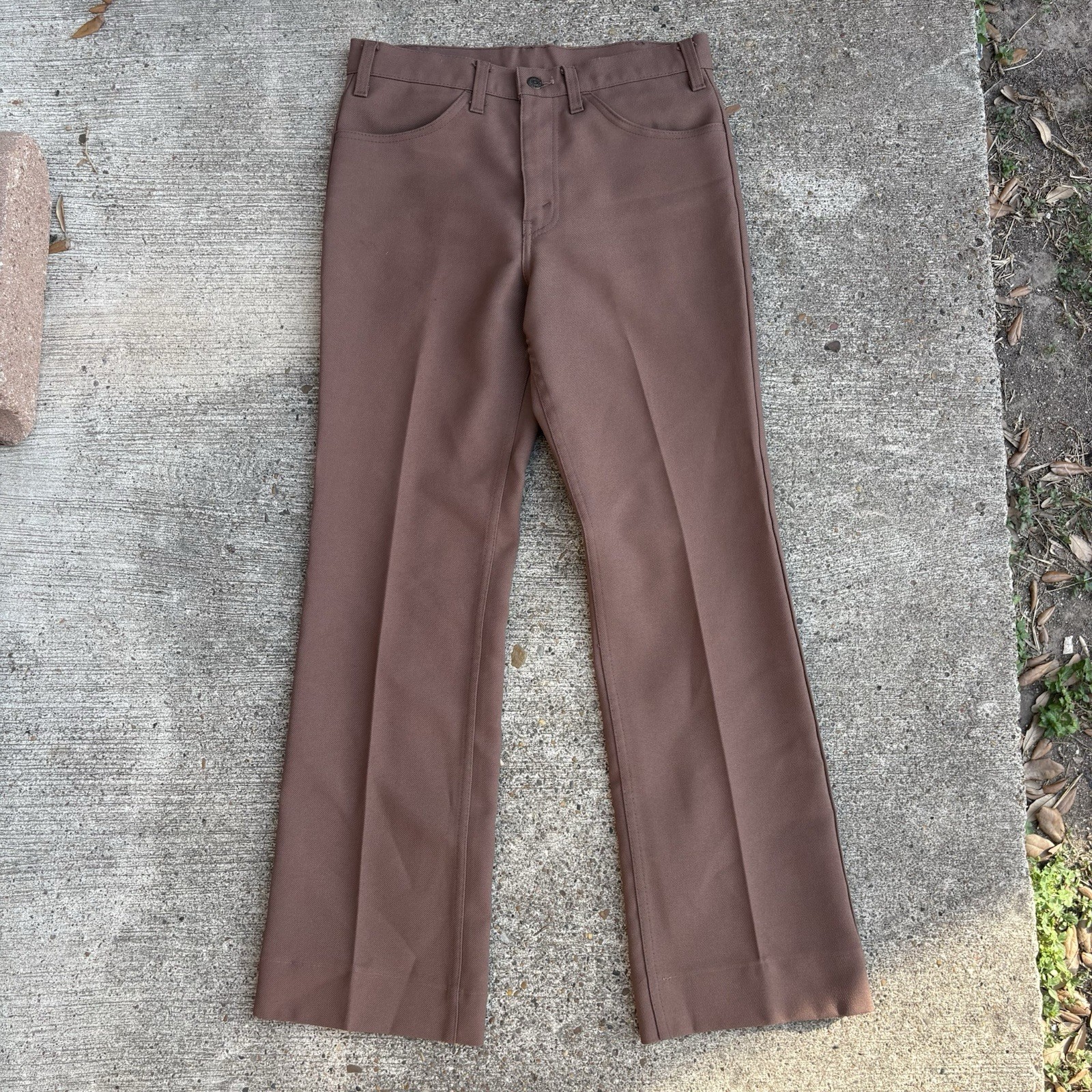 VTG 70s Levi’s Polyester Brown Flared Leg Western Disco Pants Talon USA Hippy