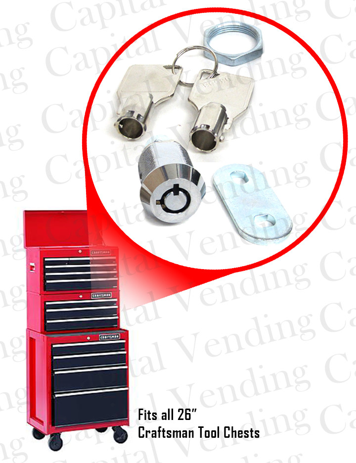 Replacement Twist Cam Lock & 2 Key for 26" Craftsman Tool Boxes Chests 5/8" Inch