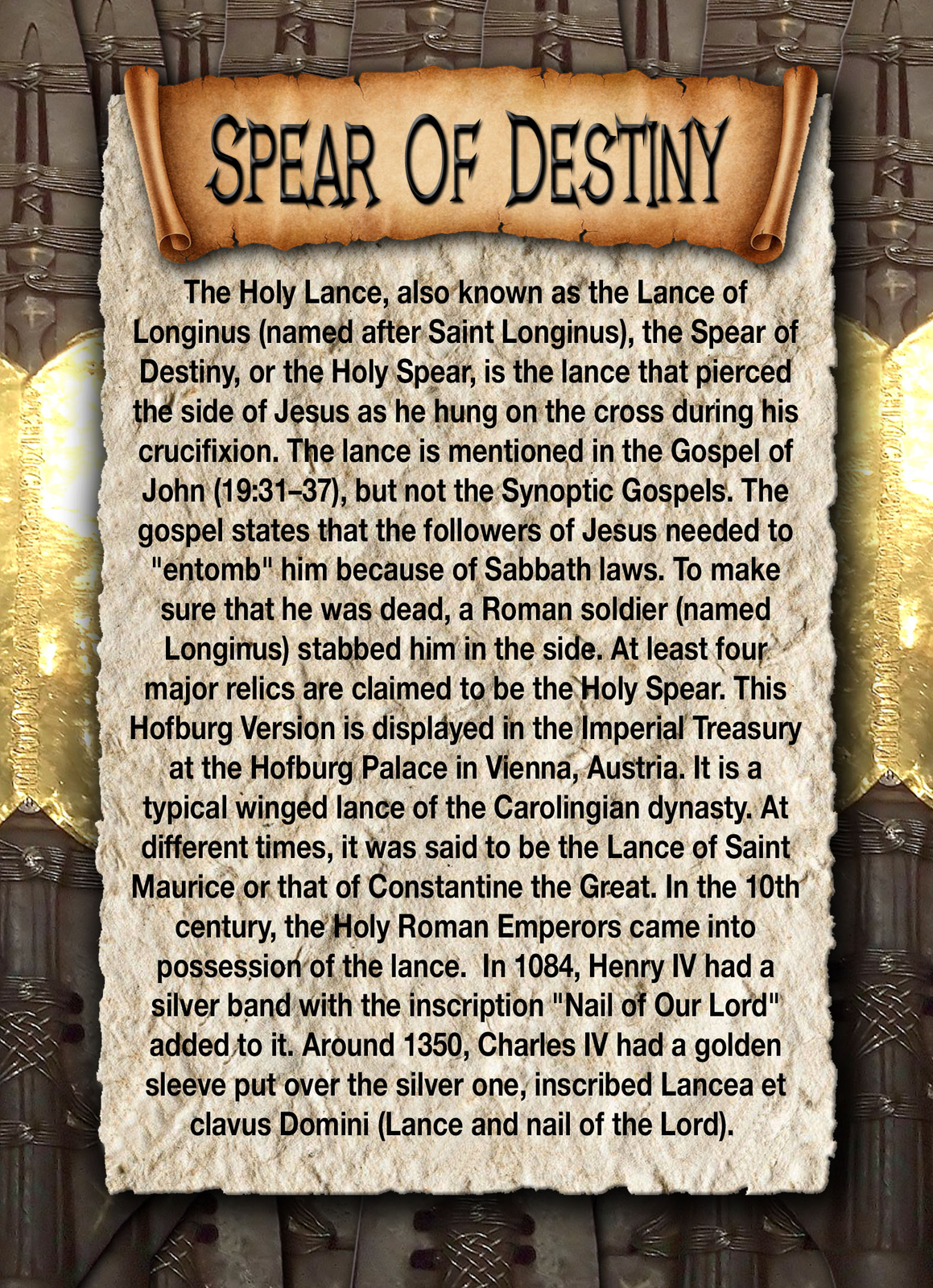 Holy Spear of Destiny Lance of Longinus Hofburg Metal Replica