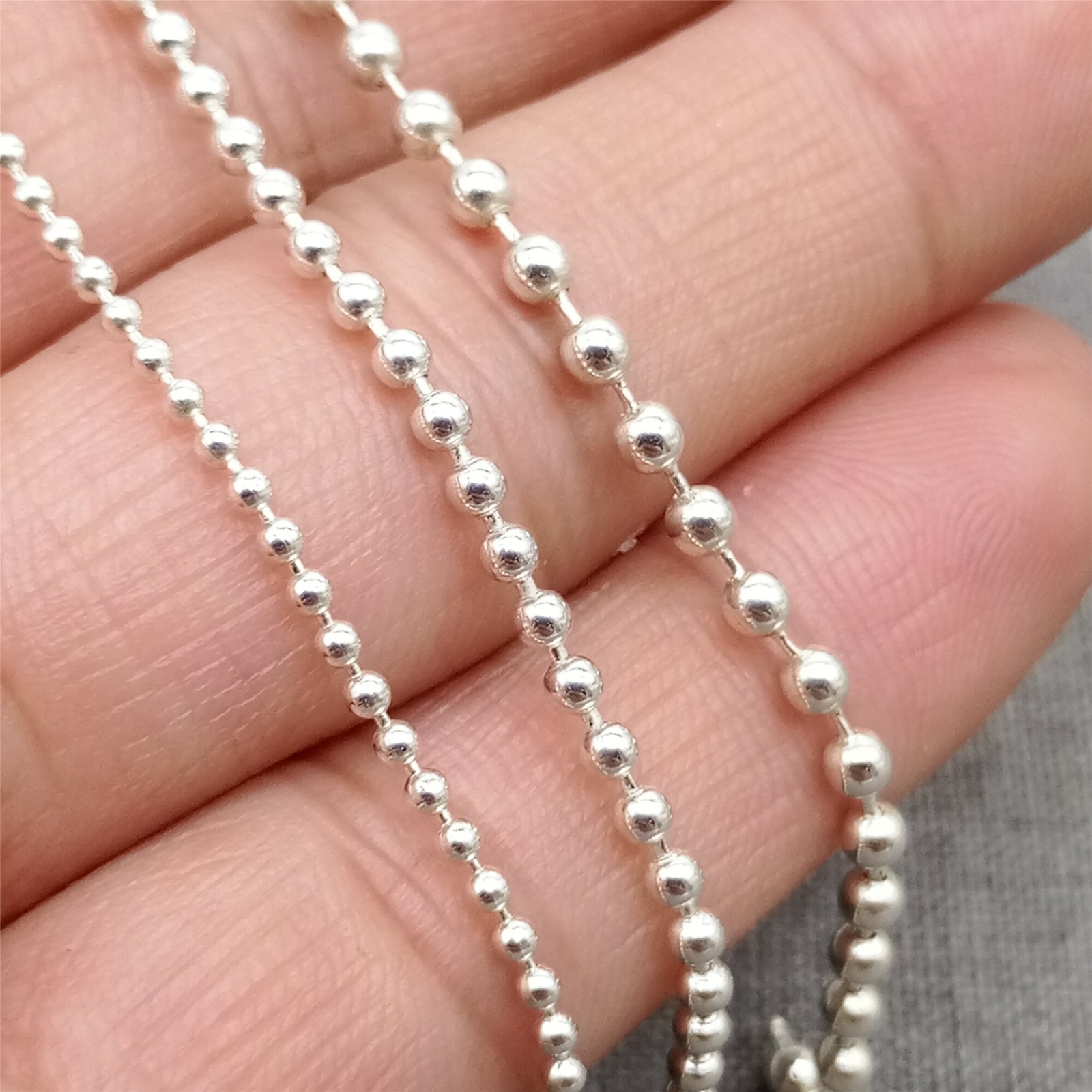 925 Sterling Silver Unfinished Bead Ball Chain 1.5mm 2mm 2.5mm 3mm 4mm 5mm