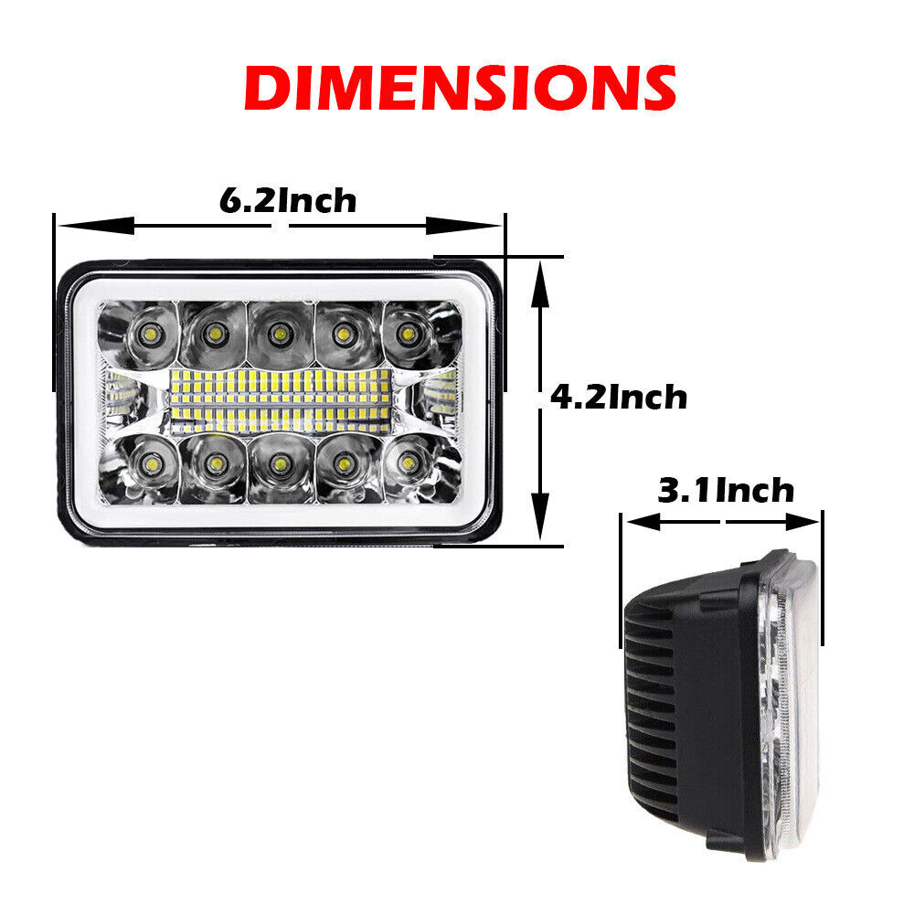 DOT 4PCS 4x6'' LED Headlights Hi/Lo Fit GMC W3500 Forward Isuzu NPR-HD NQR Truck