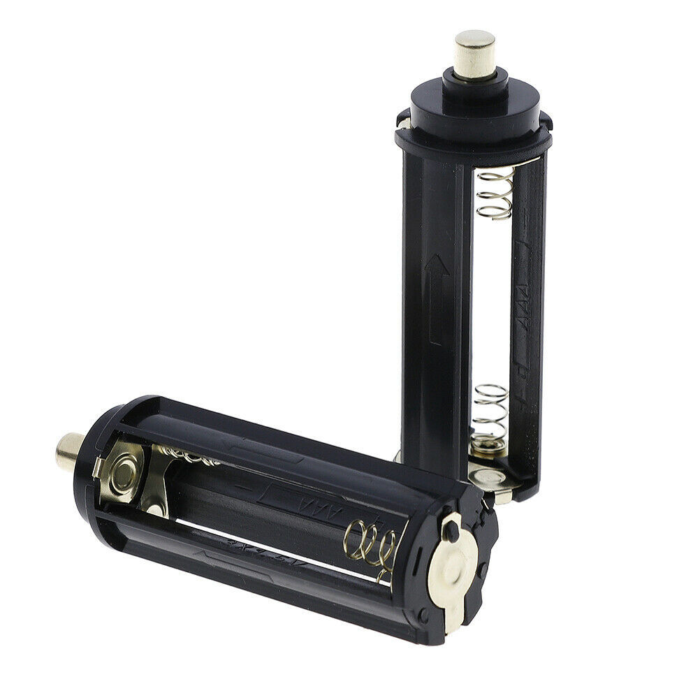 2x 3-AAA Battery Holder Case Plastic 18650 Spring Flashlight Round Circular 7/8"