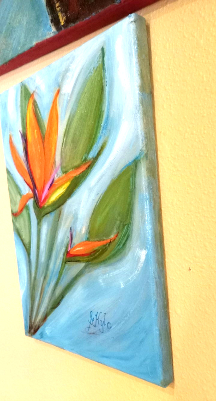 Colorful Bird of Paradise Oil Painting 9 x 12 Original Handmade