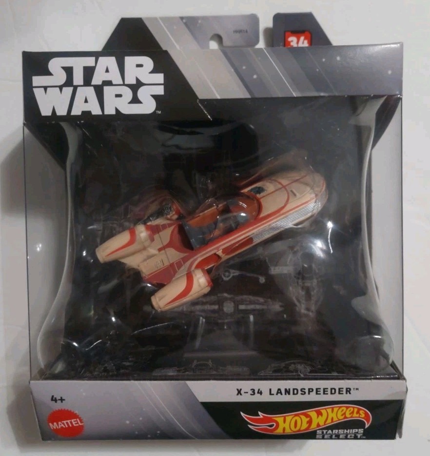 RARE Hot Wheels: Star Wars Starships Select - X34 Landspeeder # 34 -BOX CUT-