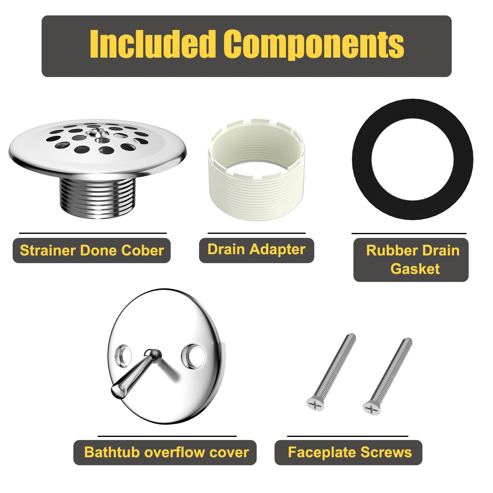 Paikalo Trip Lever Tub Drain Kit, Bathtub Drains Stopper Chrome Kits