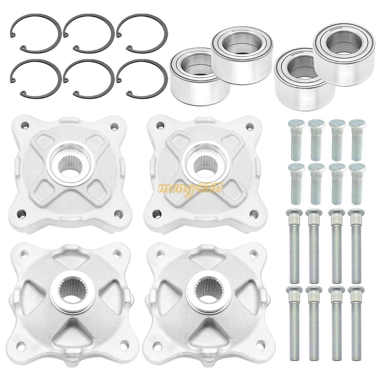 Front & Rear Wheel Hubs & Bearings Studs for Polaris RZR-800 RZR-800-S 2008-2014