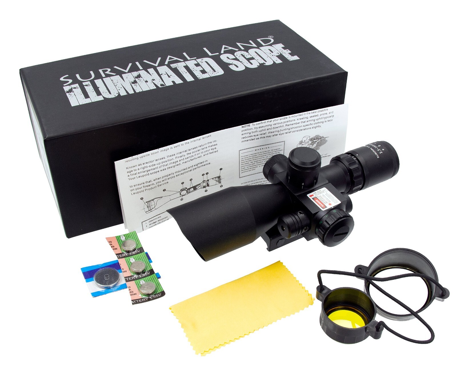 2.5-10x40 Rifle Scope Illuminated Red & Green Mil-dot Reticle Rail Mount