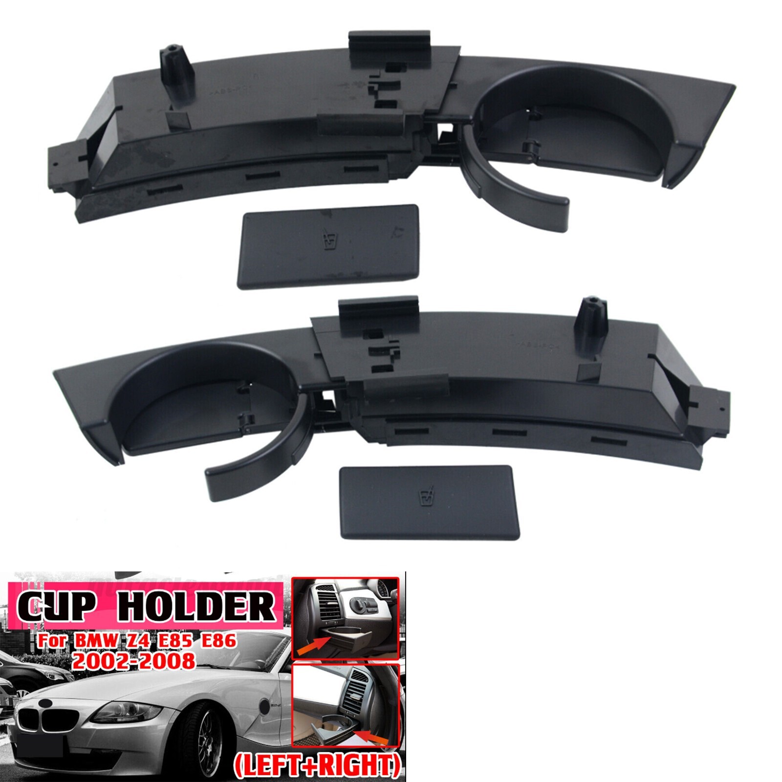 2 PCS Black Cup Holder For 2003-2008 BMW Z4 E85 E86 51457070323 51457070324