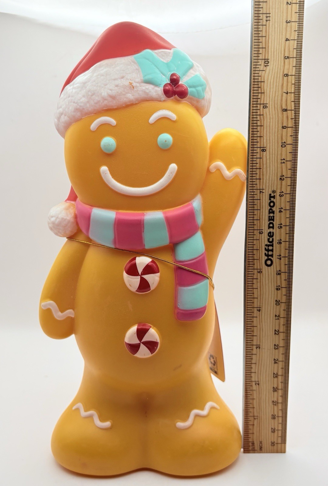 Holiday Time Gingerbread Blow Mold Tabletop Santa Hat And Candy