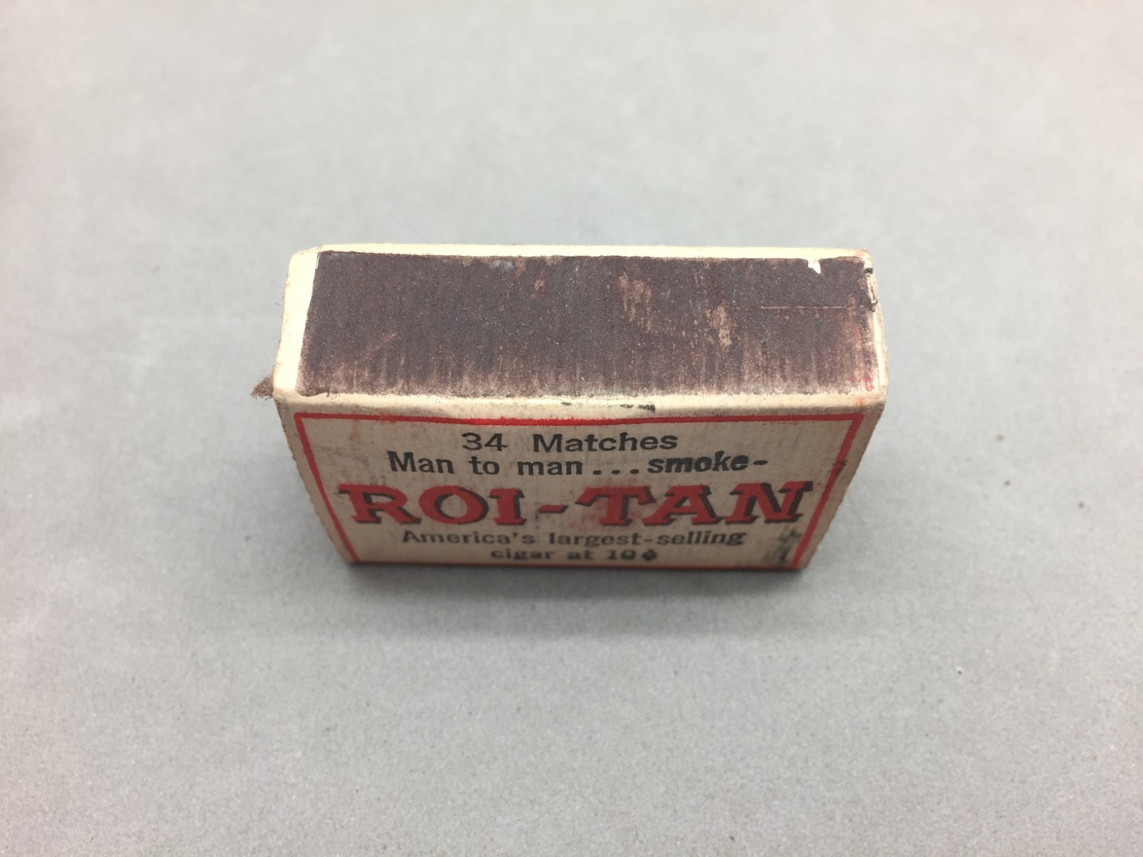 Vintage Matchbook Matchbox Roi-Tan Cigar Man to Man Smoke Wood Stick Matches