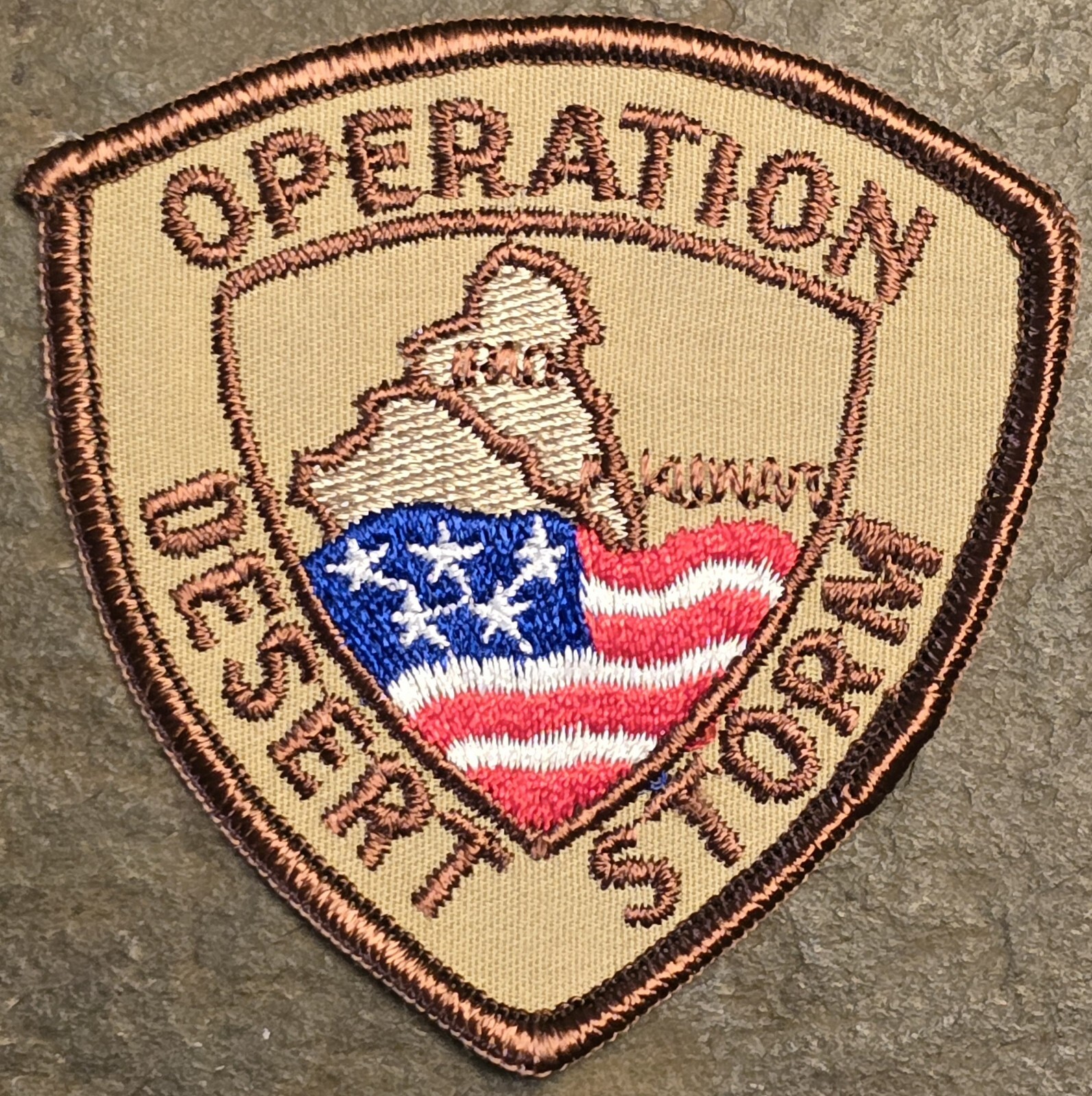OPERATION DESERT STORM PATCH - DESERT TAN COLOR NOS US ARMY / NAVY / USAF / USMC