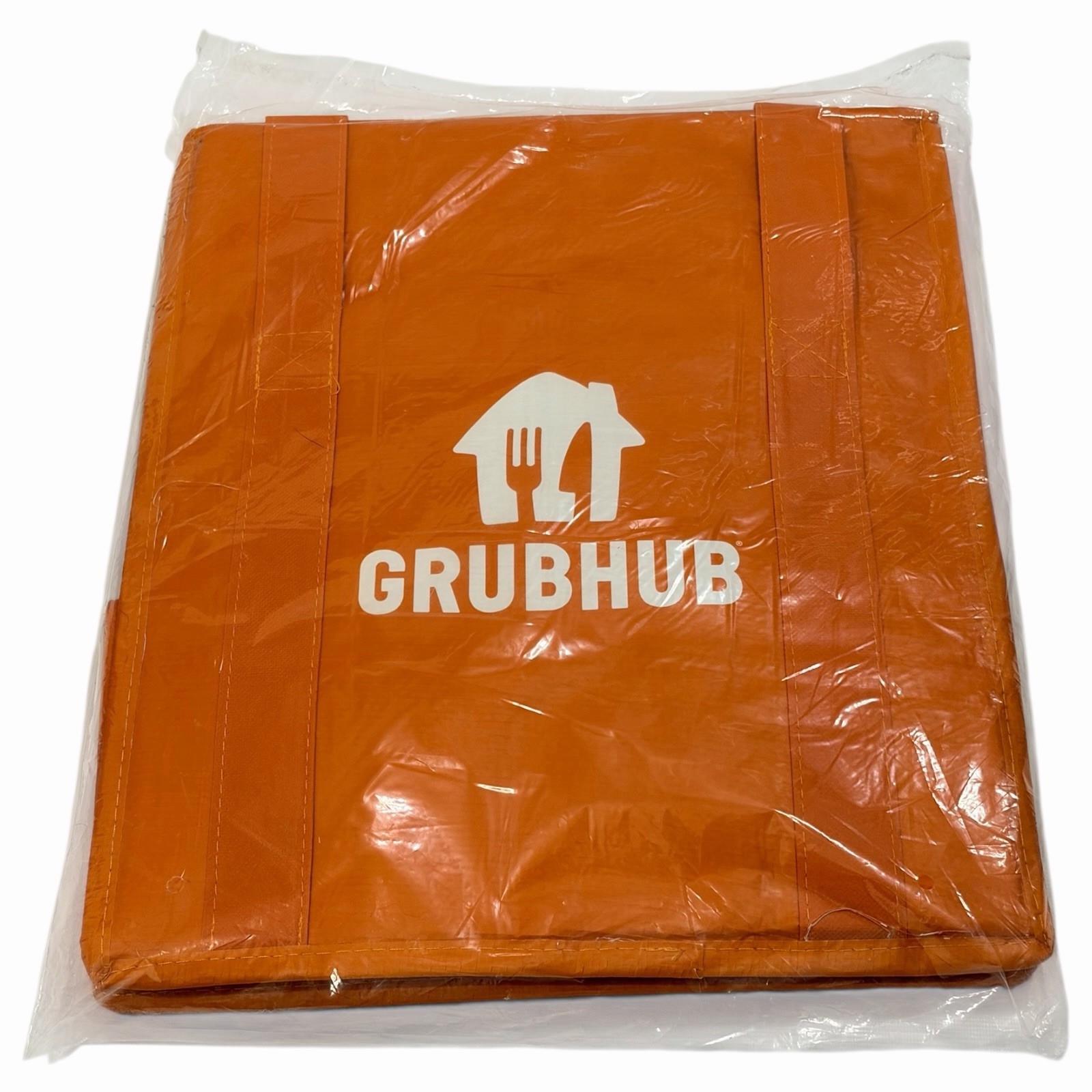 GrubHub Orange Insulated Delivery Bag Food Groceries Tote Backpack Straps Zipper