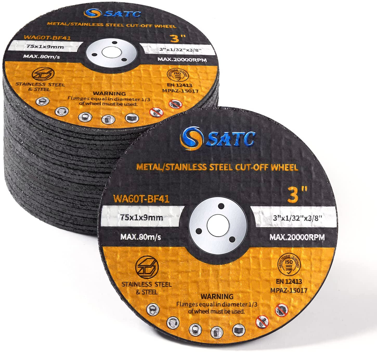 25PCS 3 inch Cut Off Wheels 3/8" Arbor Metal Cutting Disc Die Grinder Blade Tool