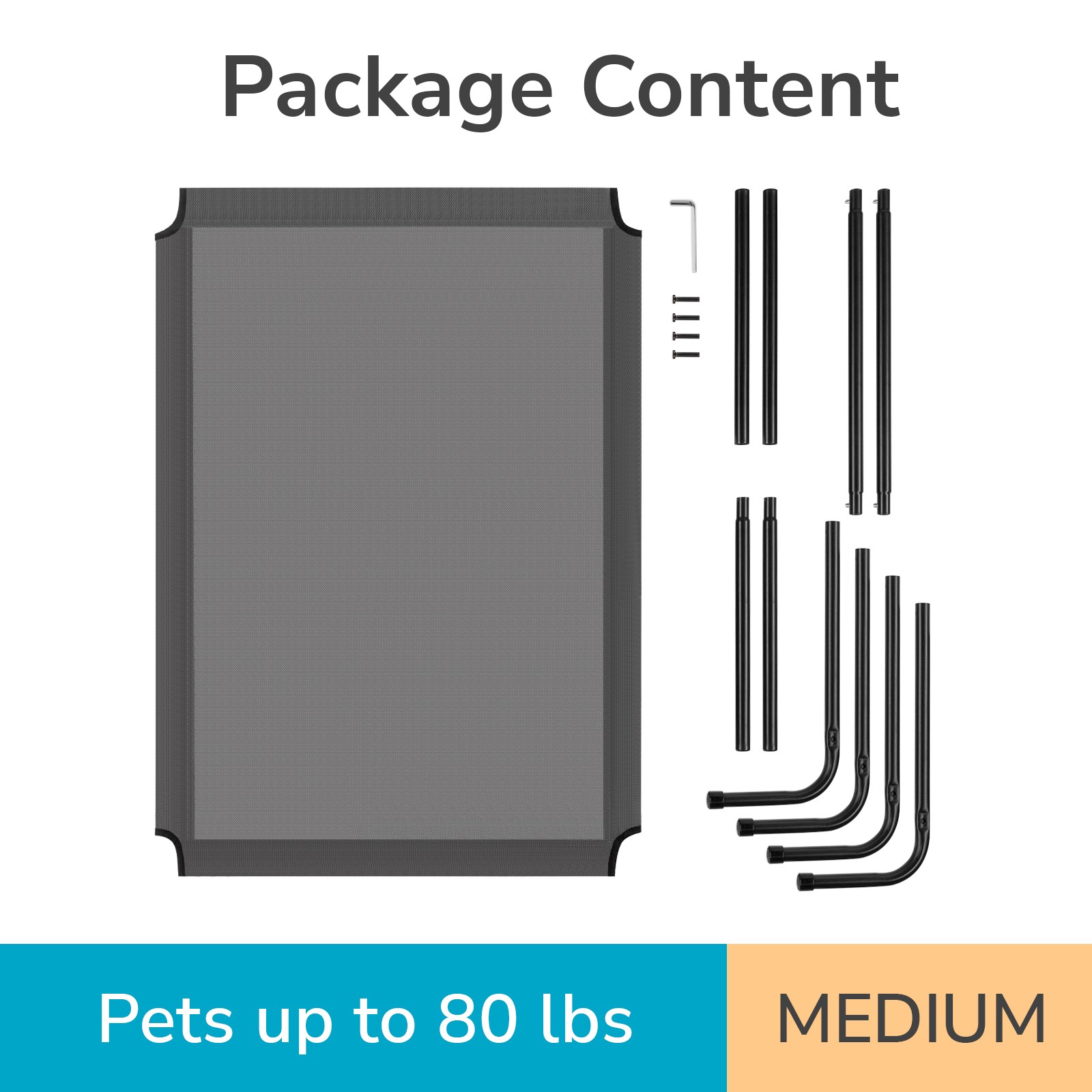 50" Chewproof Elevated Dog Bed Sleep Outdoor Raised Pet Cot Durable Steel Frame