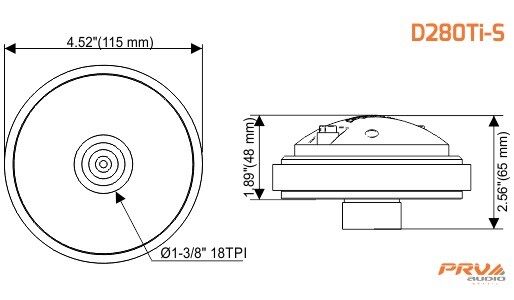 2x PRV Audio D280Ti-S 1" Titanium PRO Driver 320 Watts 8Ω + WG11-25 Black Horn