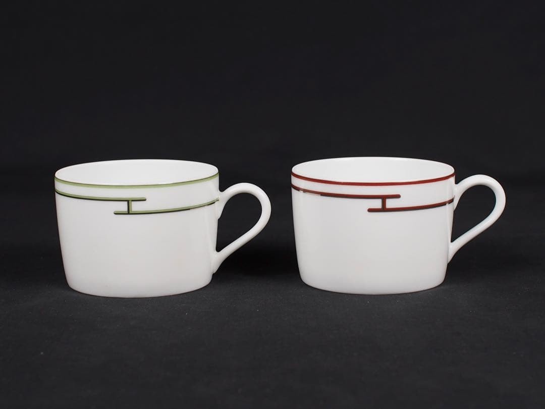 Hermes Rhythm Cup & Saucer Set 2pc White Ceramic with Box Authentic Rare