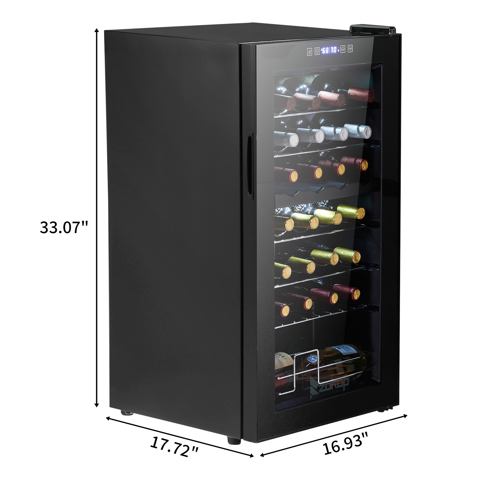 28 Bottle Wine Fridge Freestanding Compressor Wine Cooler Refrigerator, Beverage