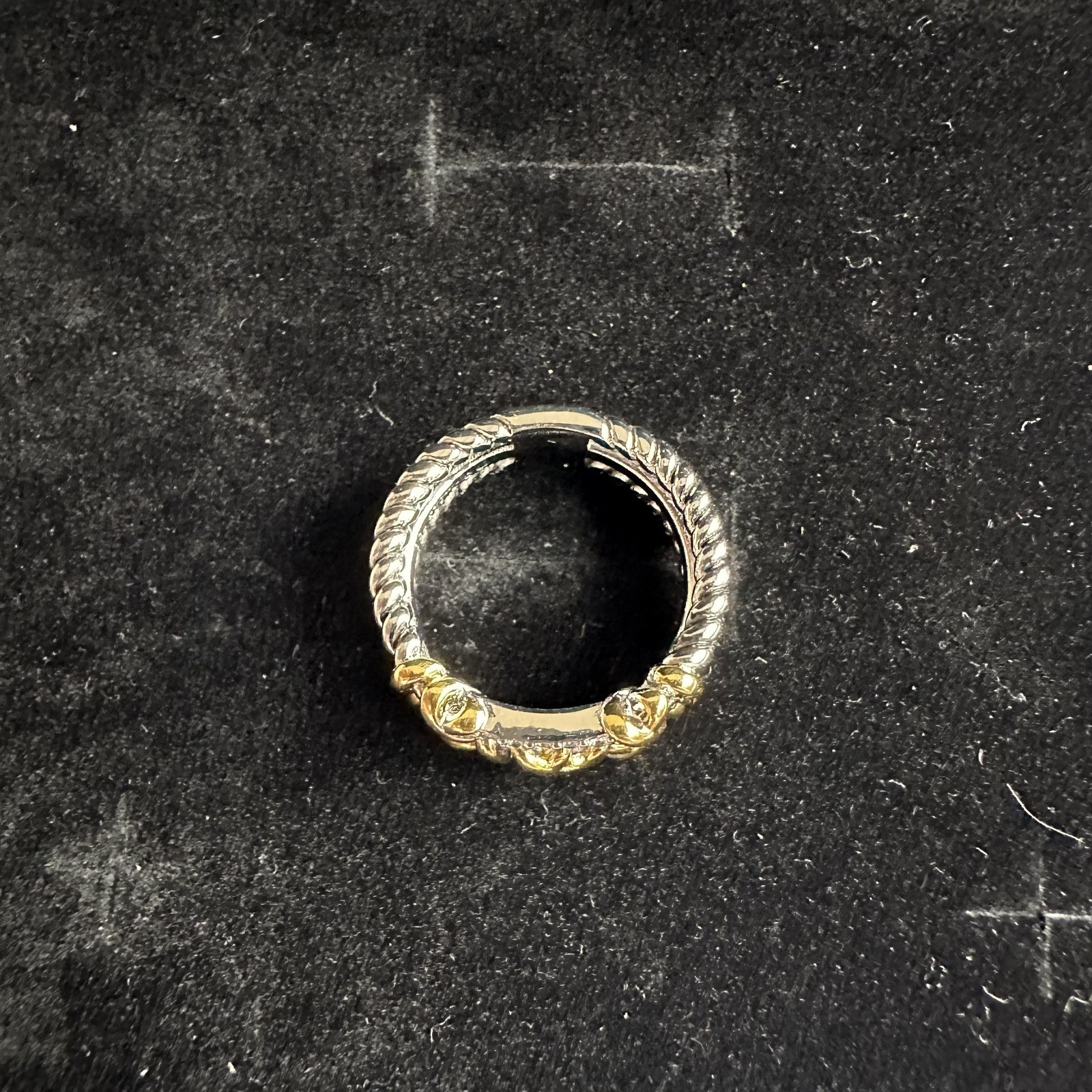 David Yurman Petite Helena Wrap Three Row Ring 925 with 18K Gold Diamonds sz 8