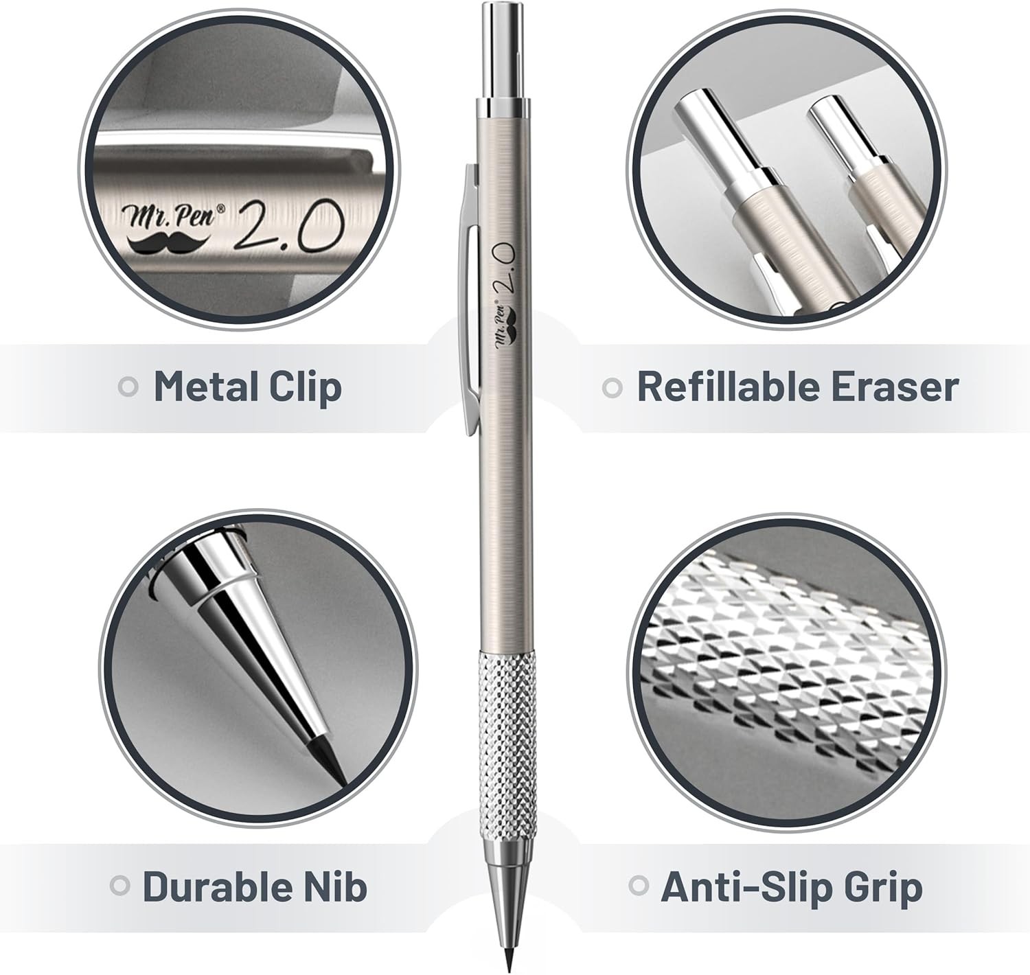 Mr. Pen- Metal Mechanical Pencil Set with 20 Piece Set, black,multi-color