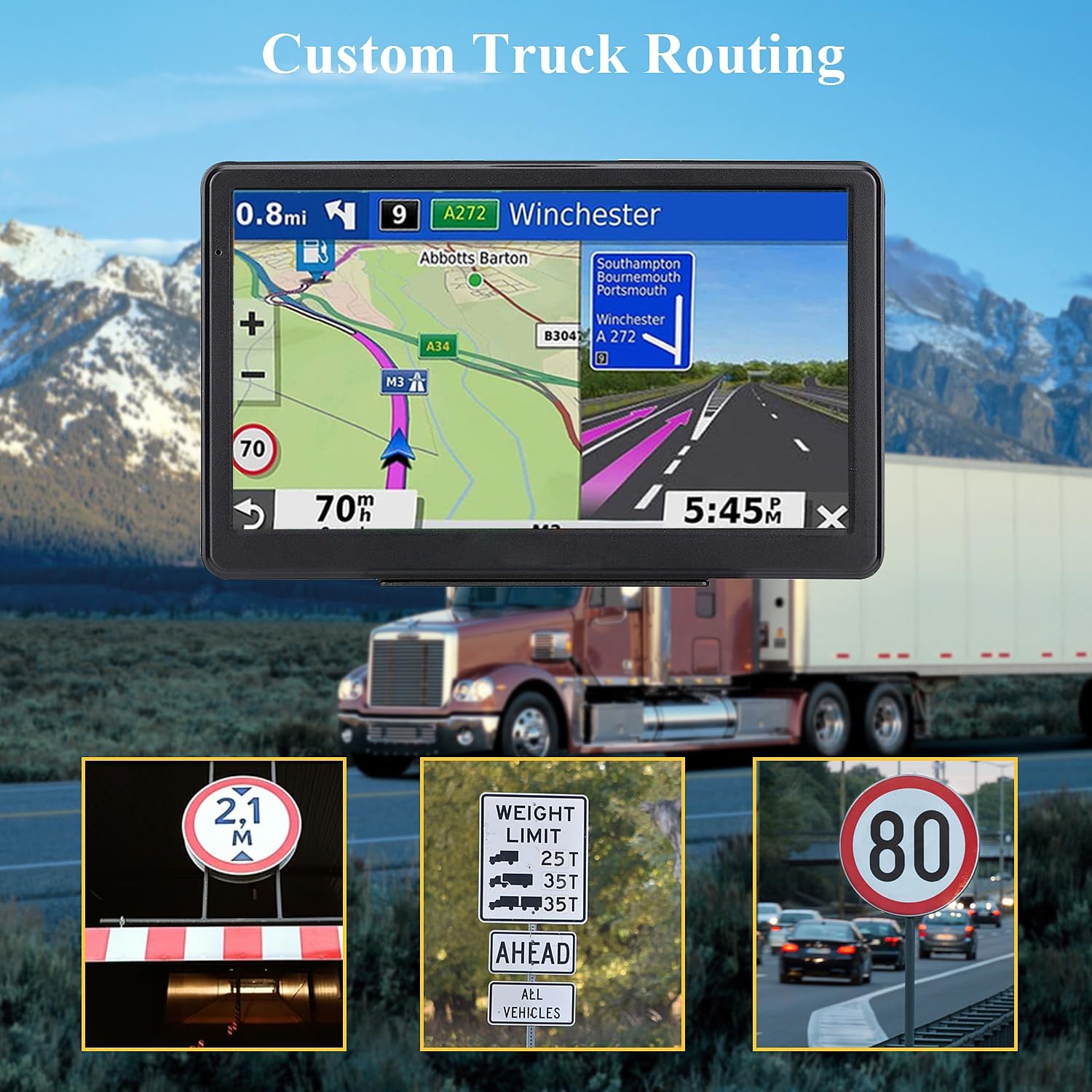 7" GPS Navigator for Semi Truck Car Commercial Driver Navigation System Trucker