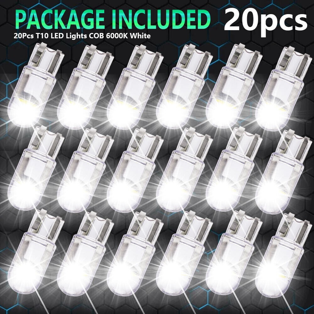 20x LED License Plate Interior Light Bulb Super White T10 194 168 W5W 2825 6000K