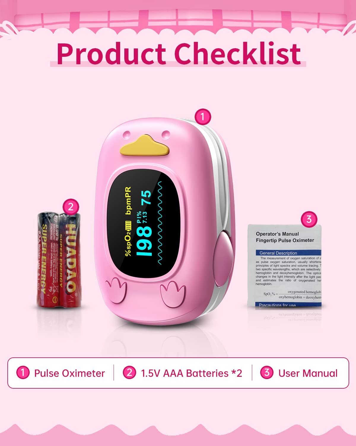 Child Pediatric Fingertip Pulse Oximeter SpO2 Blood Oxygen Heart Rate Monitor US