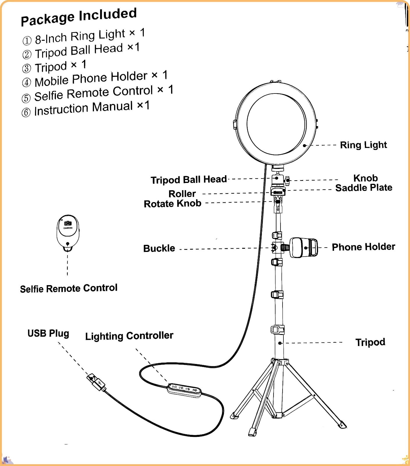 8-Inch Ring Light with 53-Inch Tripod, USB Powered, Phone Holder for Streaming..