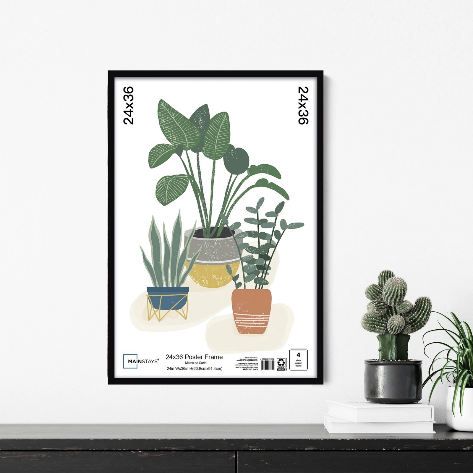 Mainstays – 24x36 Picture Frame – Black Flat Profile Wall Photo Frame