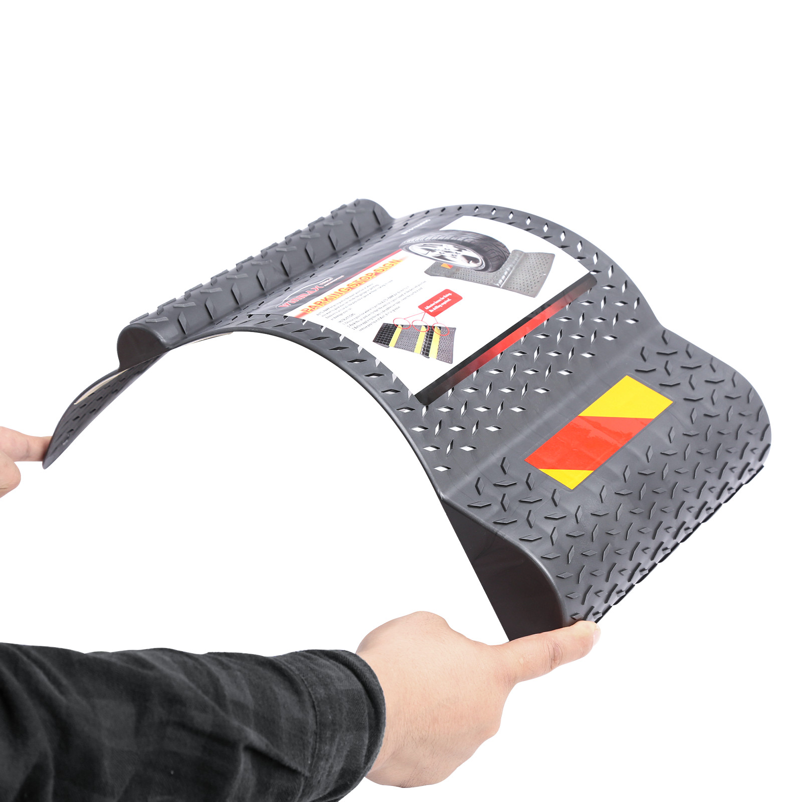 4pc Mat Car Garage Drip Tray Parking Tire Wheel Stop Park Right Safety Anti-skid